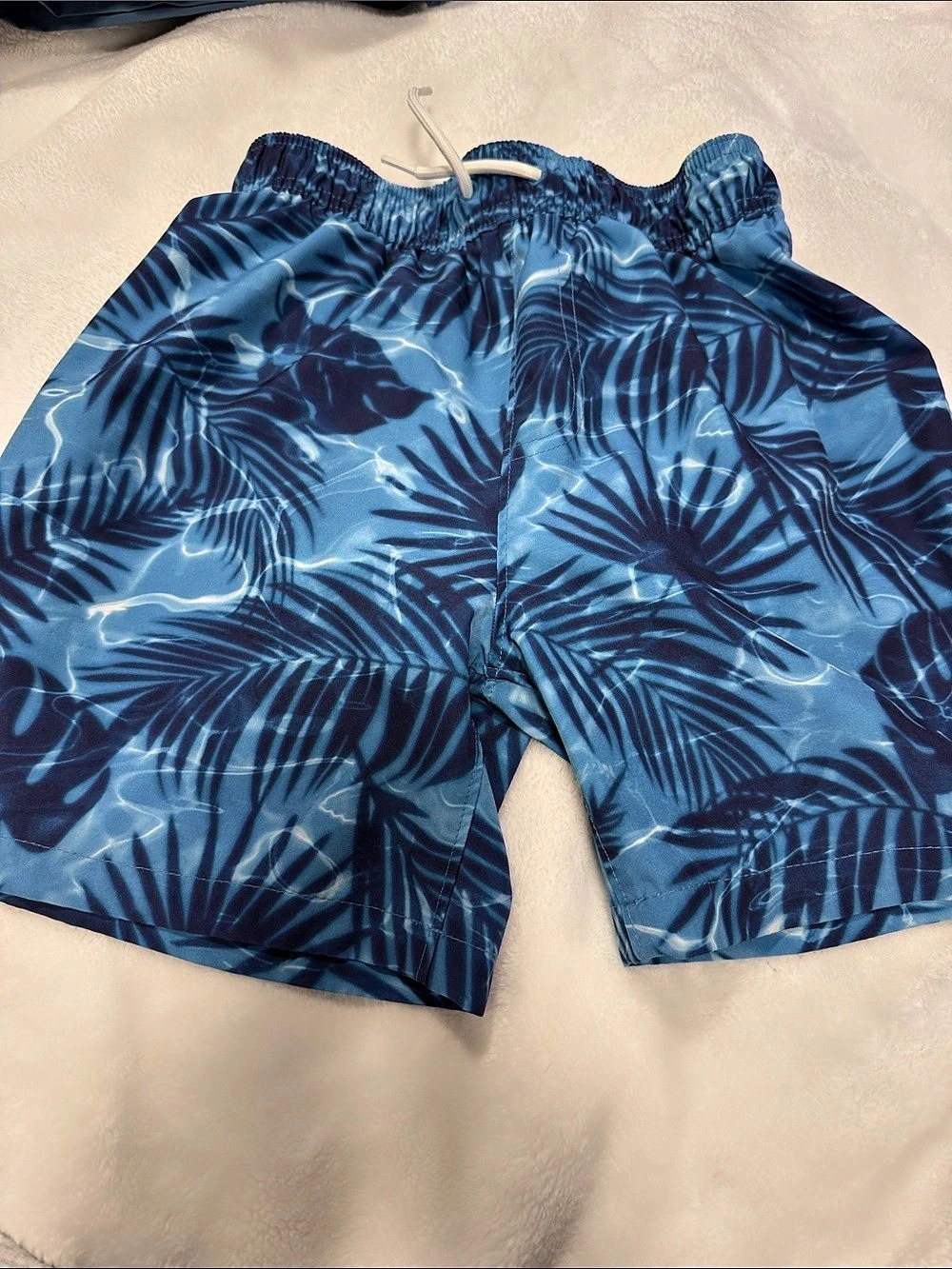 Abercrombie Kids Boys Tropical Palm Print Swim Trunks Blue Boys Size 9/10
